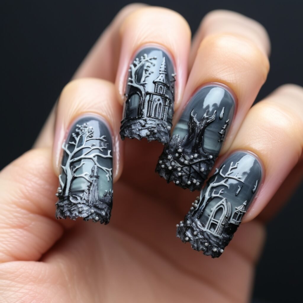 3d halloween acrylic nails