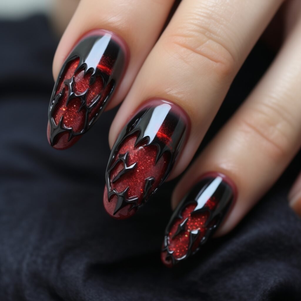 3d halloween acrylic nails