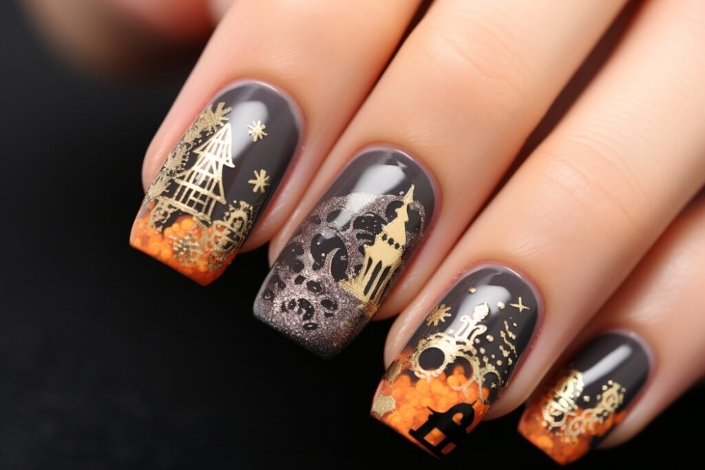 3d halloween acrylic nails