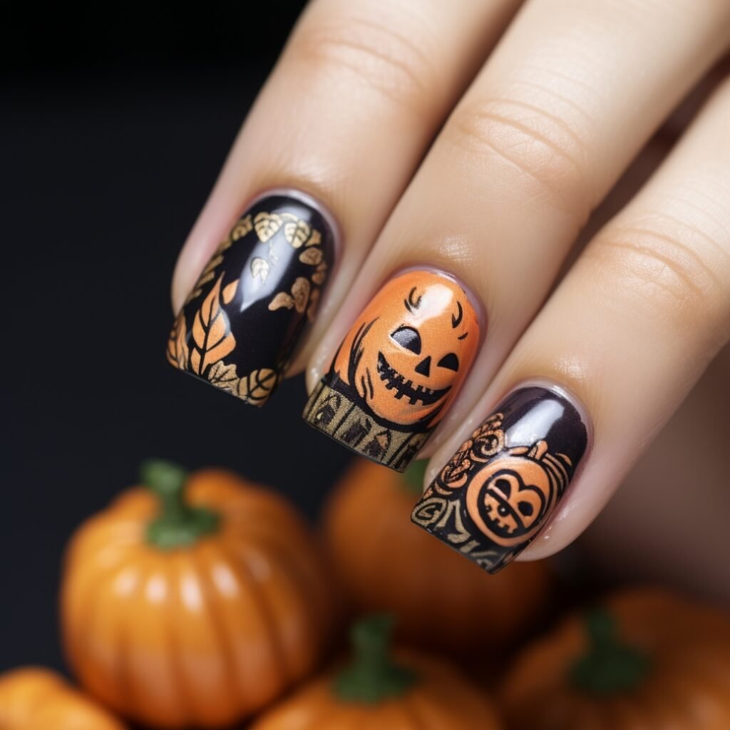 3d halloween acrylic nails