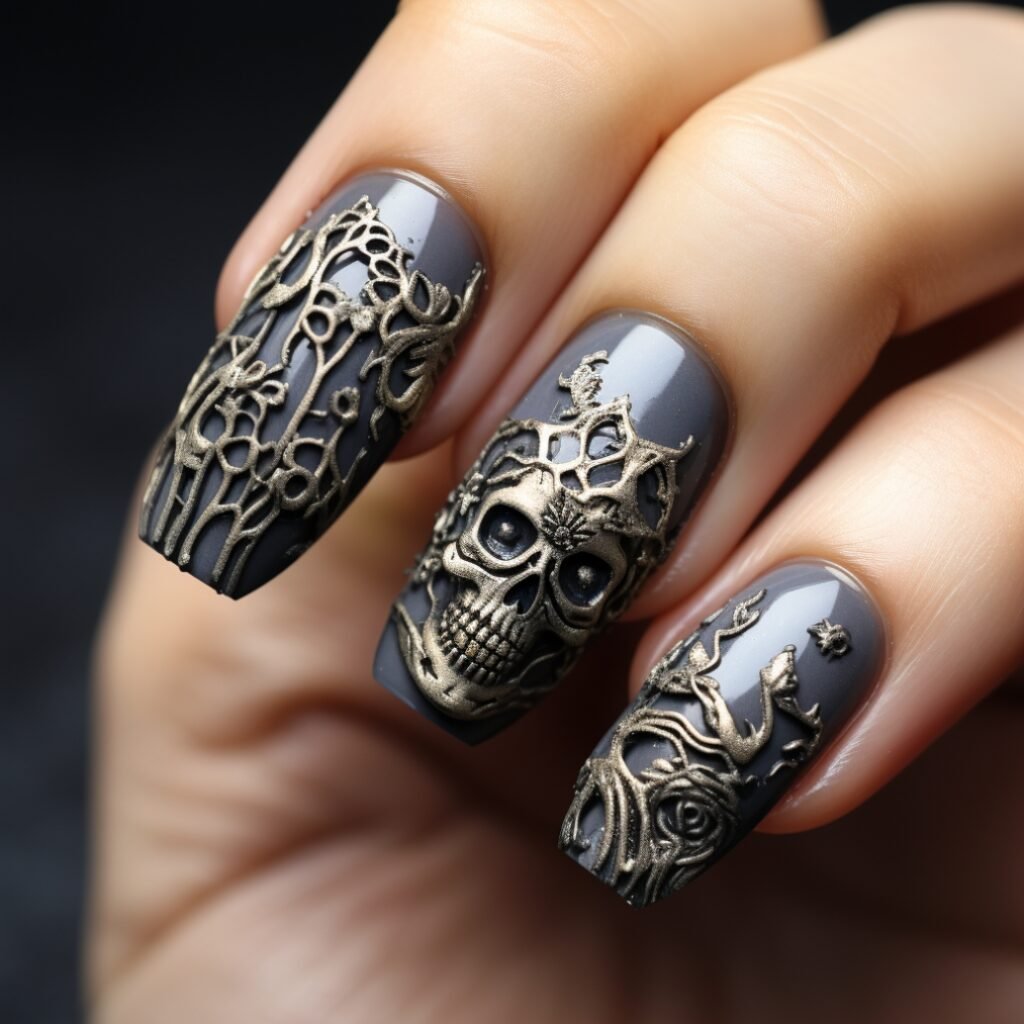 3d halloween acrylic nails