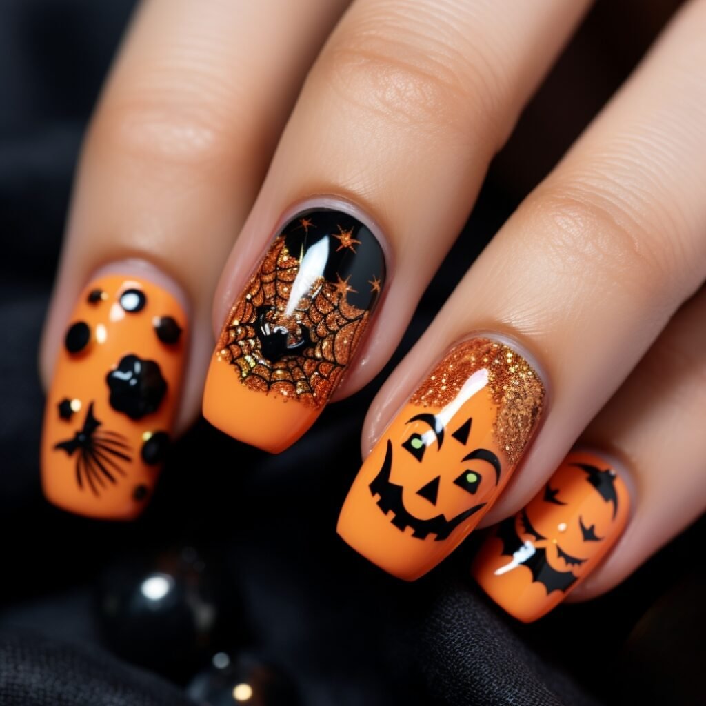 3d pumpkin nail art