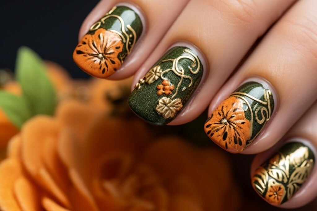 3d pumpkin nail art