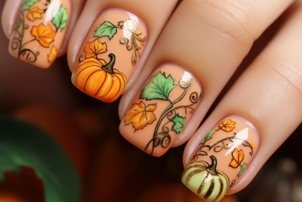 3d pumpkin nail art