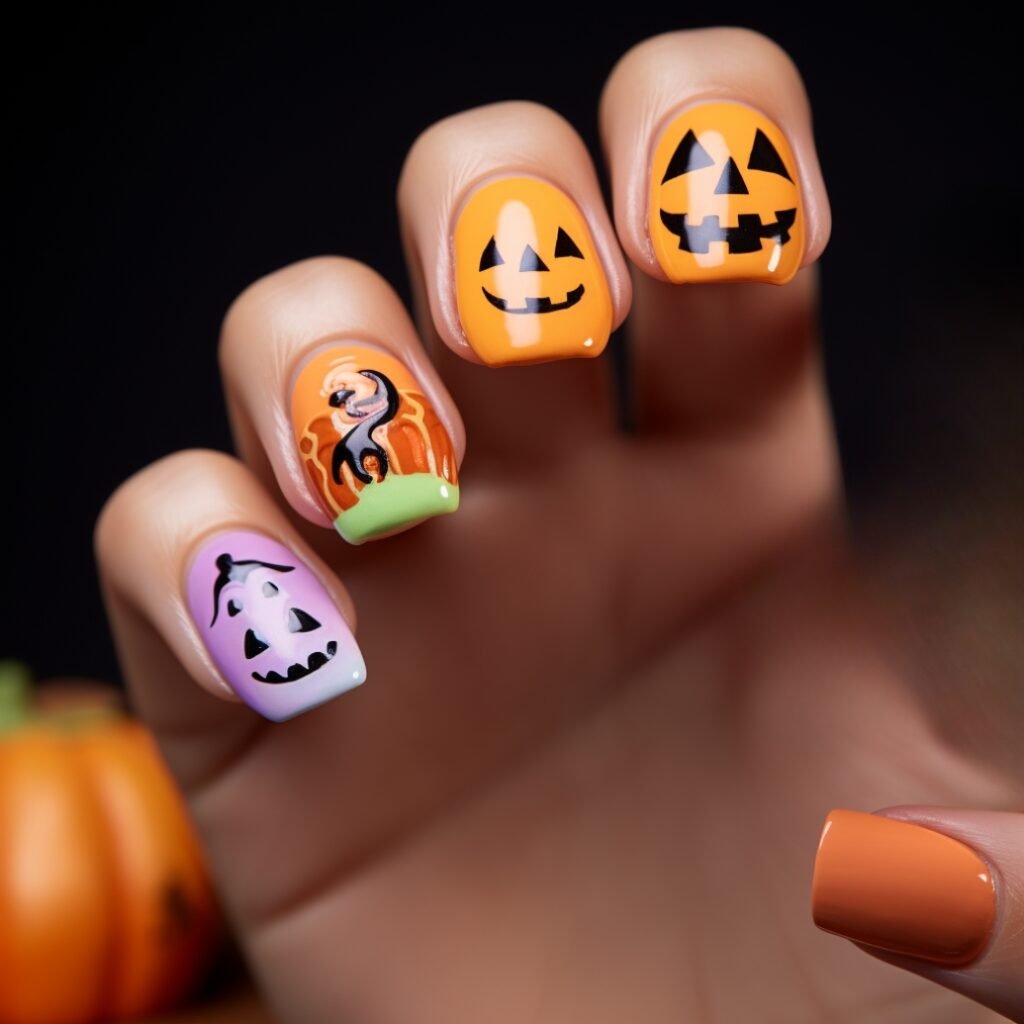 3d pumpkin nail art