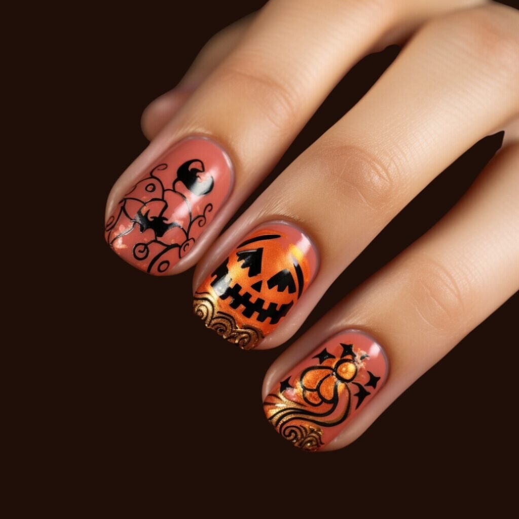 3d pumpkin nail art