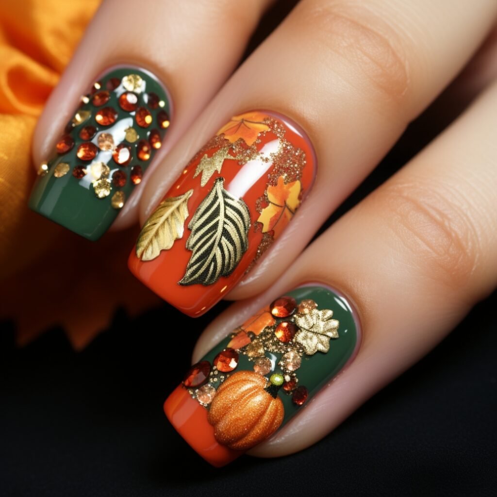 3d pumpkin nail art