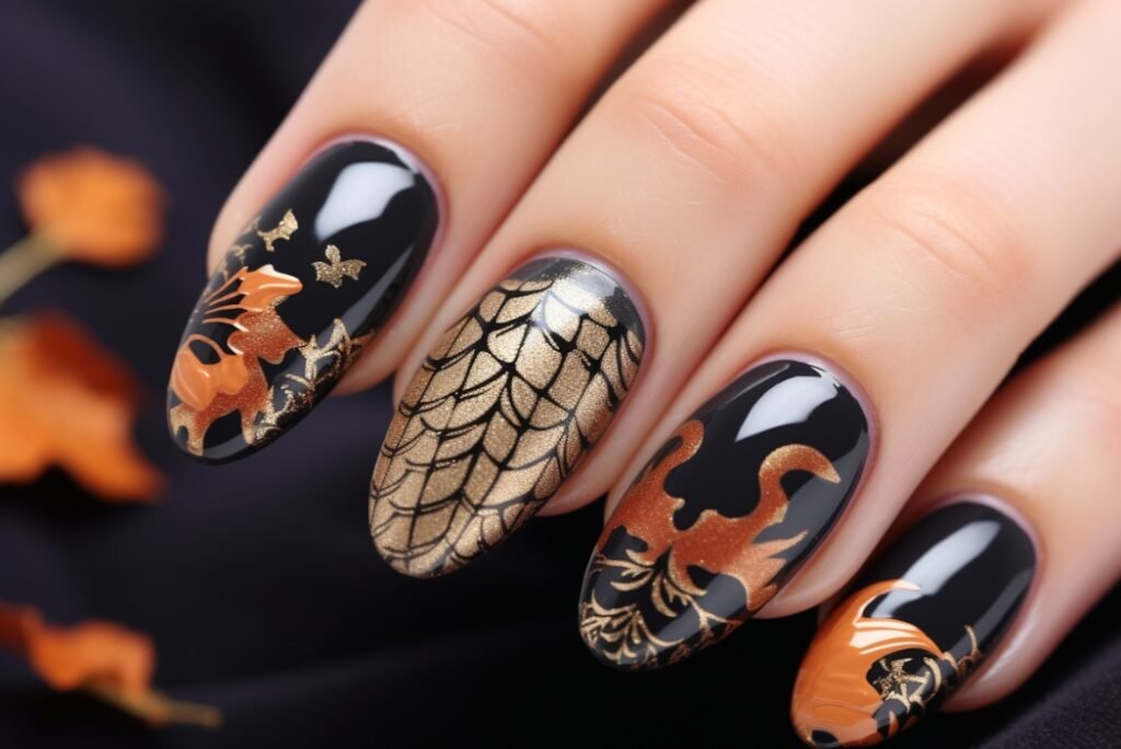 almond halloween nail designs