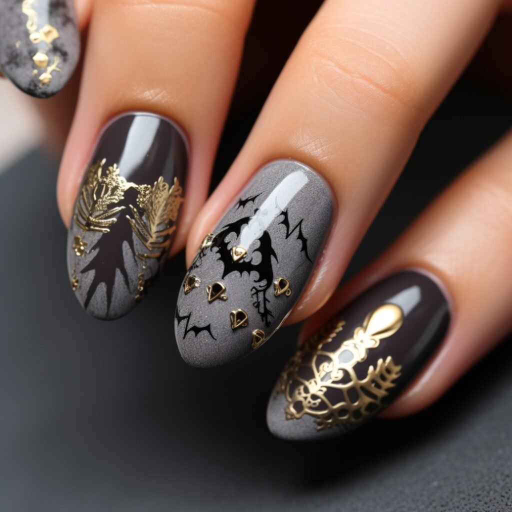 almond halloween nail designs