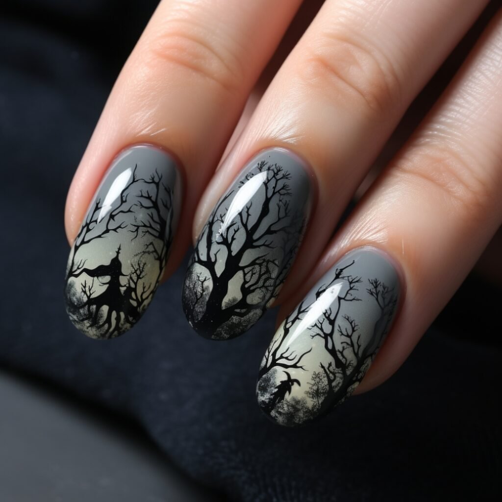 almond halloween nail designs