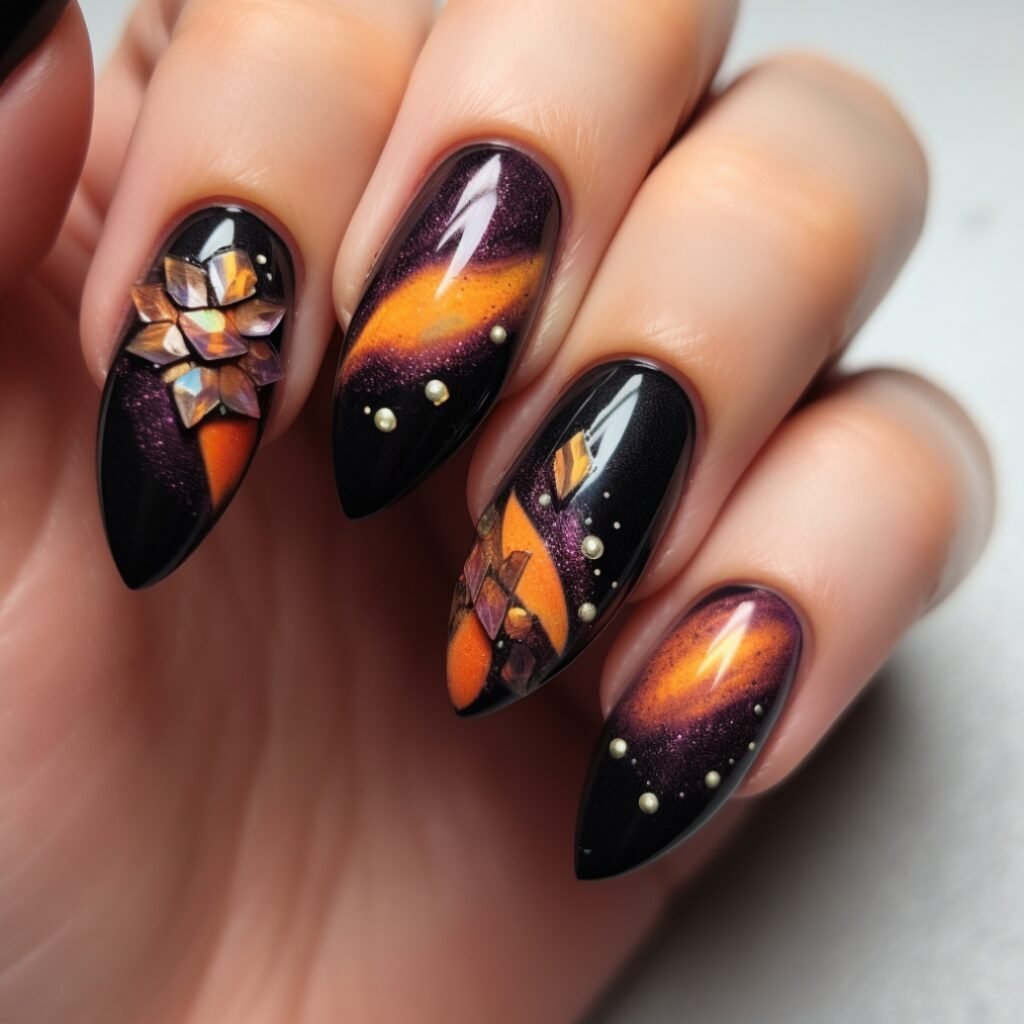 almond halloween nail designs