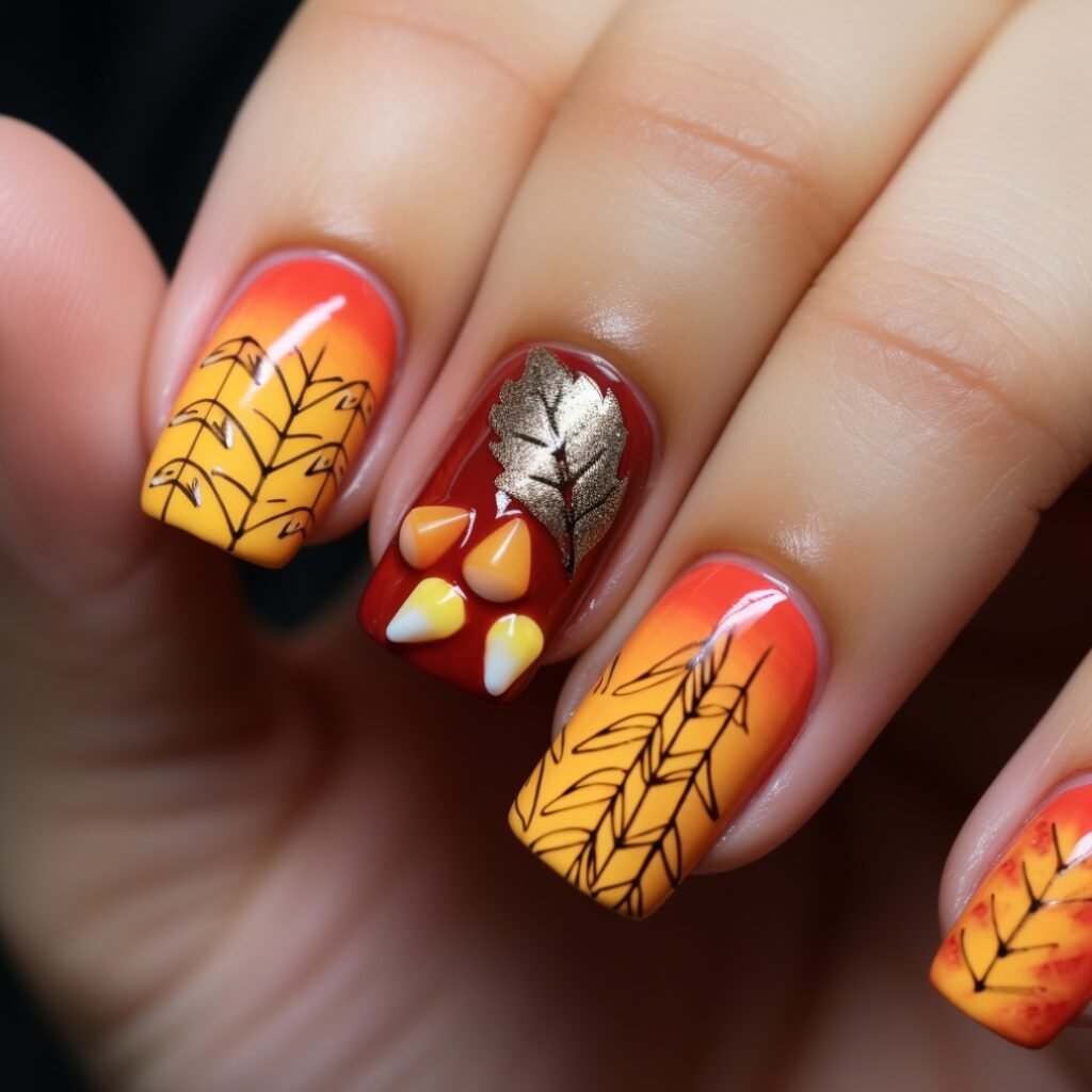 candy corn nail art