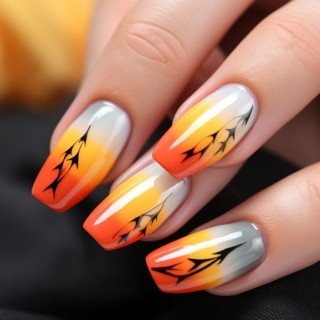 candy corn nail art