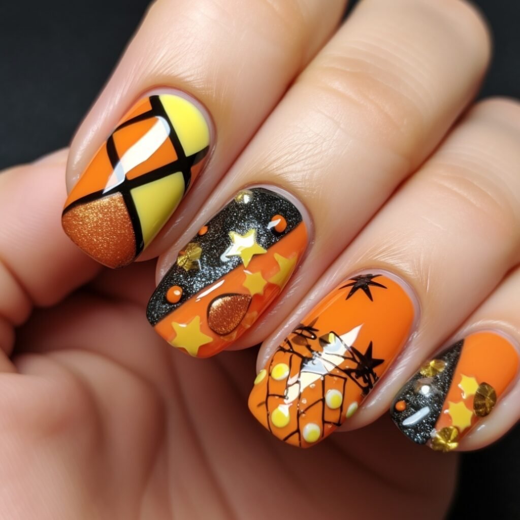 candy corn nail art