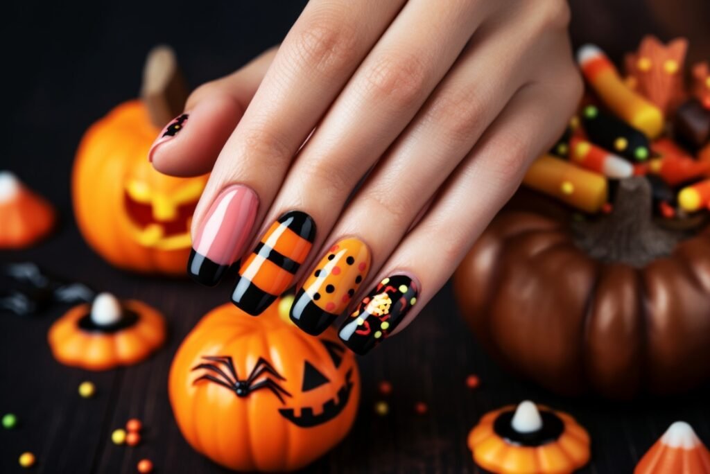 candy corn nail art