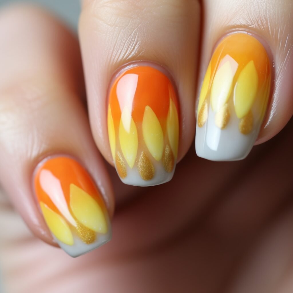 candy corn nail art