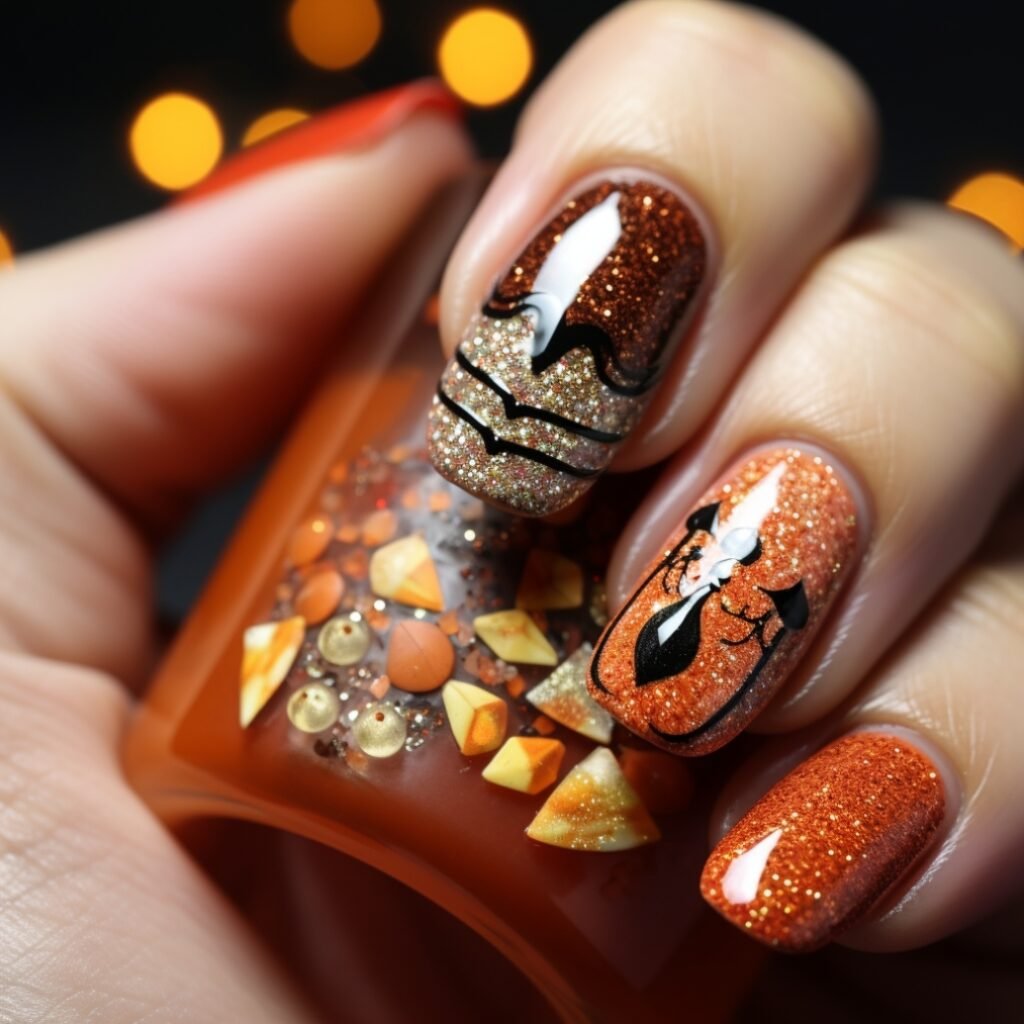 candy corn nail art