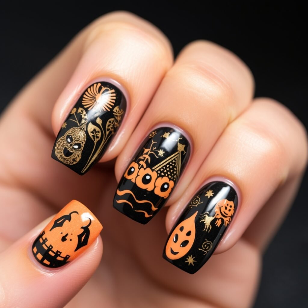 cute simple halloween nails