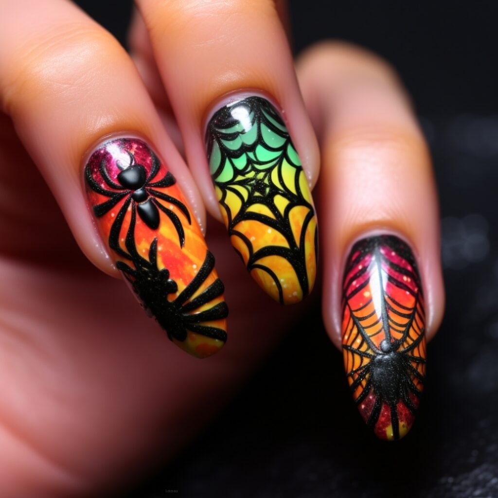 spider nail art