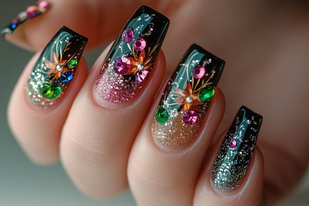 happy new year nail art