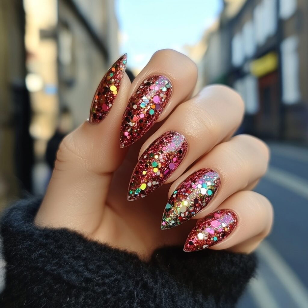 new year glitter nails