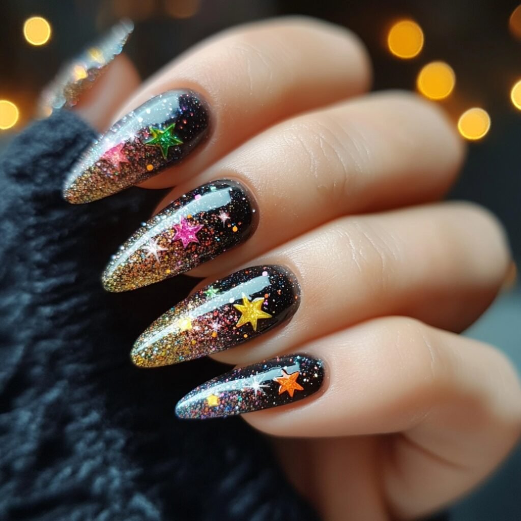 new year glitter nails