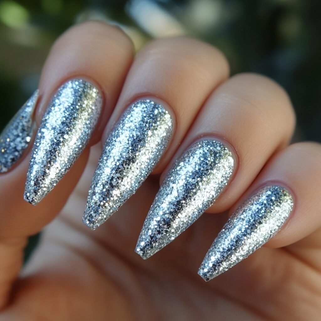 new year glitter nails