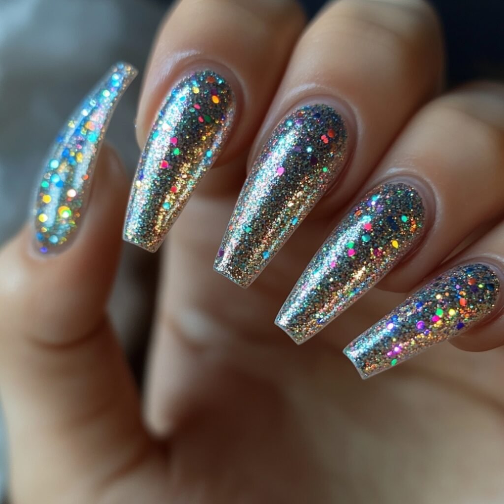 new year glitter nails