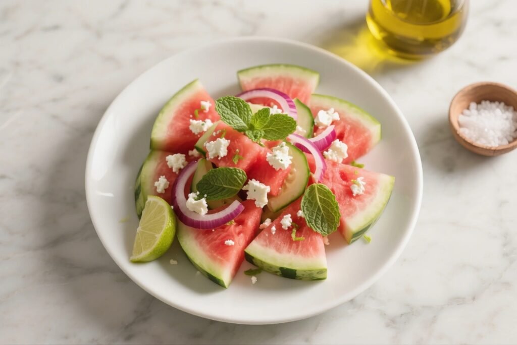watermelon salad with mint and lime