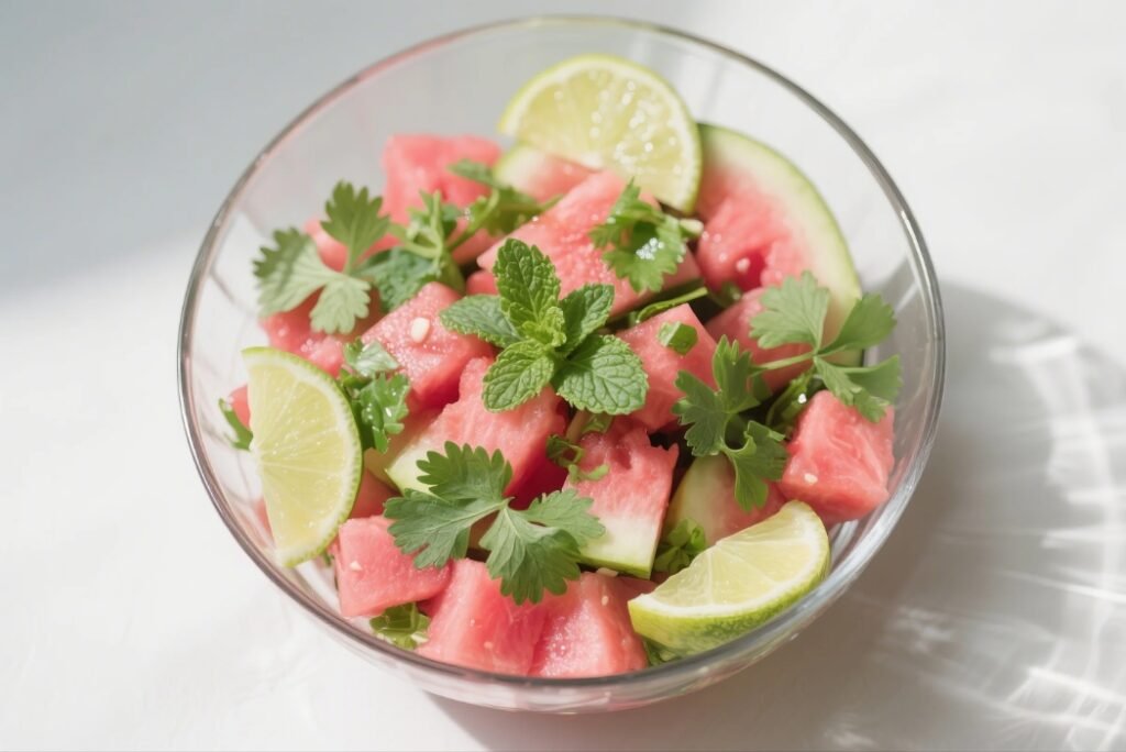 watermelon salad with mint and lime
