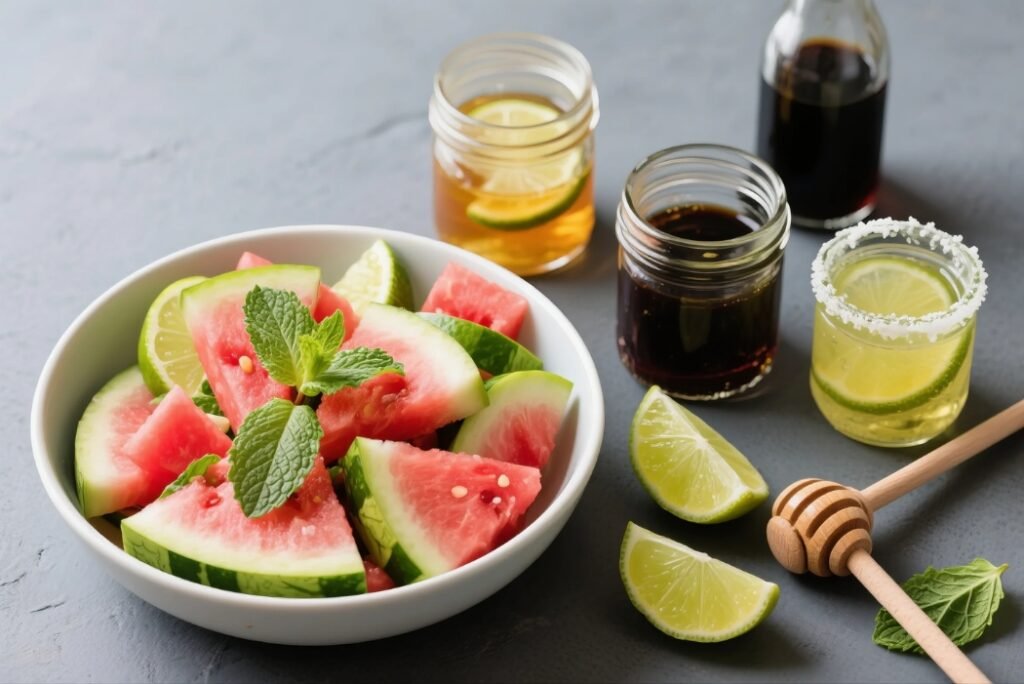 watermelon salad with mint and lime