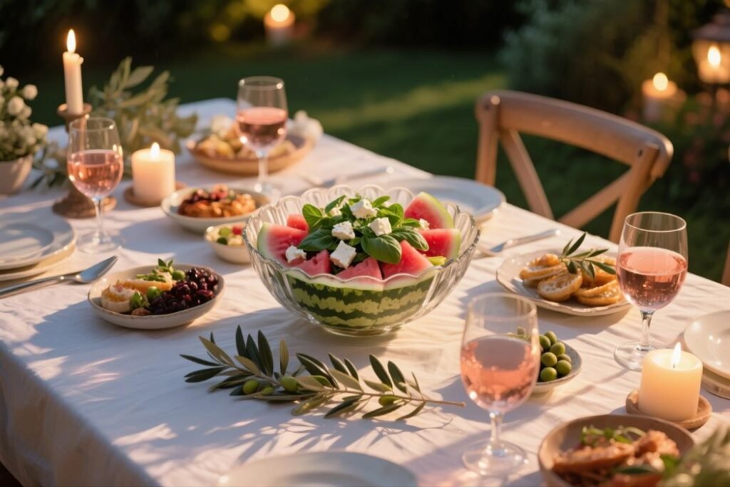 watermelon with feta and basil