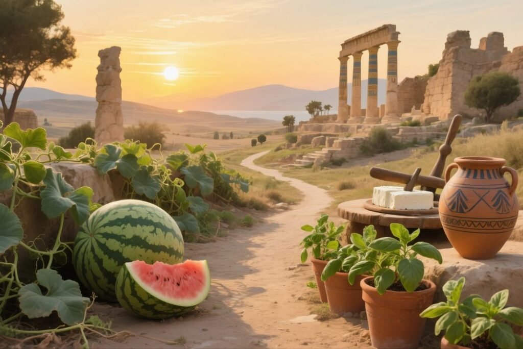 watermelon with feta and basil