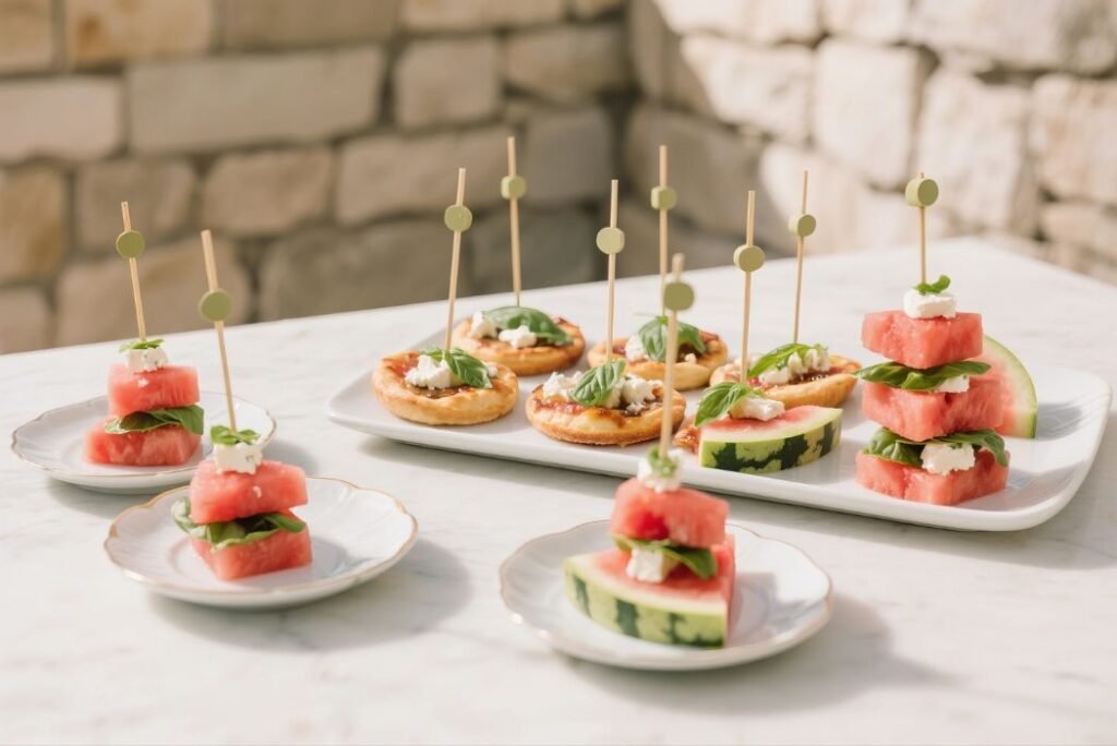 watermelon with feta and basil