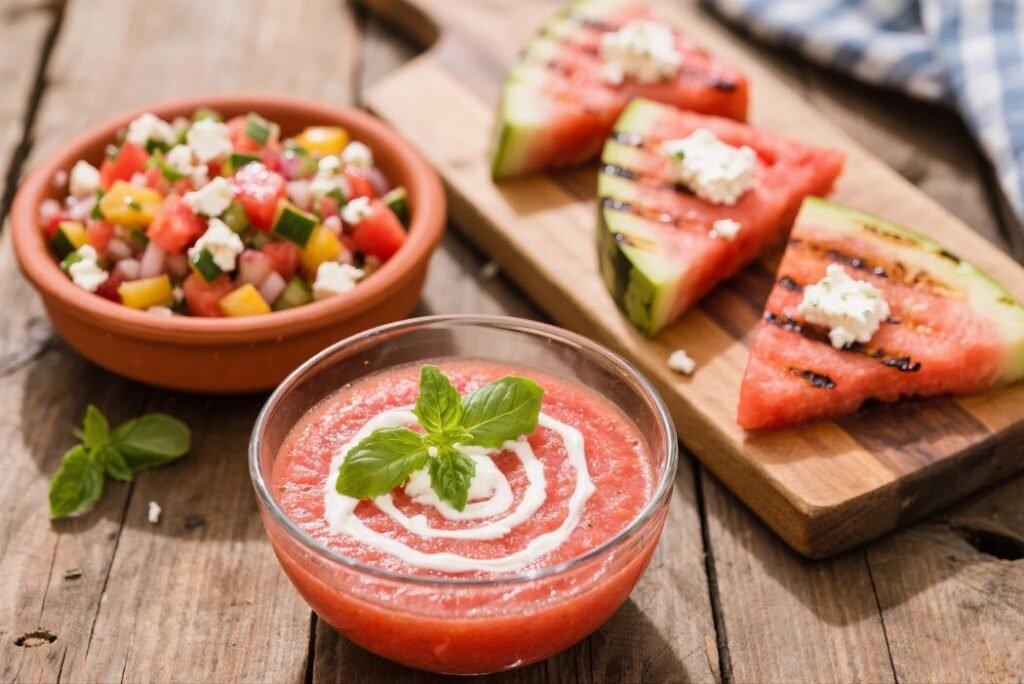 watermelon with feta and basil
