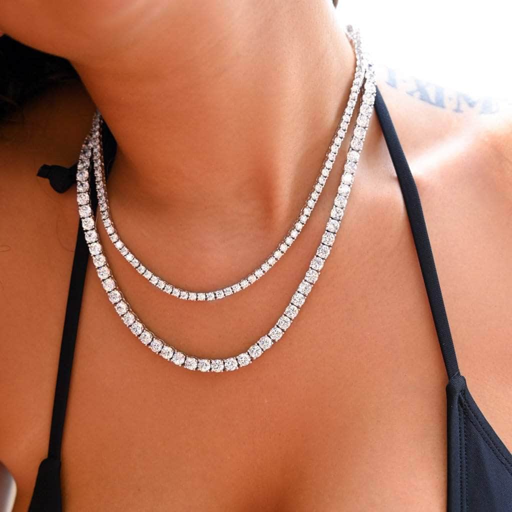 womens tennis chain bundle in white gold 3mm 5mm Coupon codes