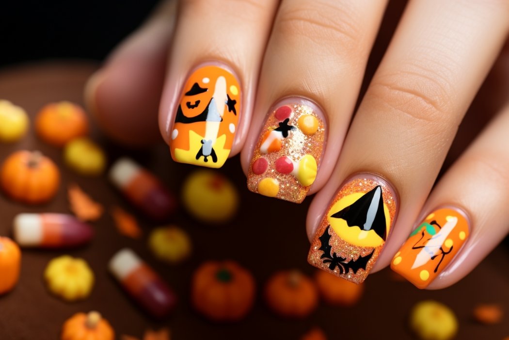 candy corn nail art