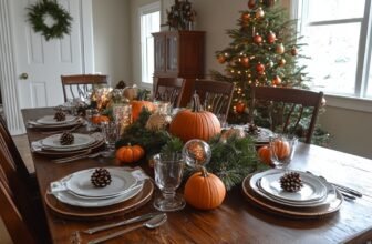 thanksgiving dinner with christmas decorations