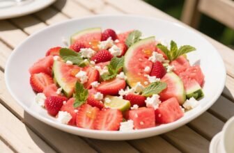 watermelon strawberry feta salad