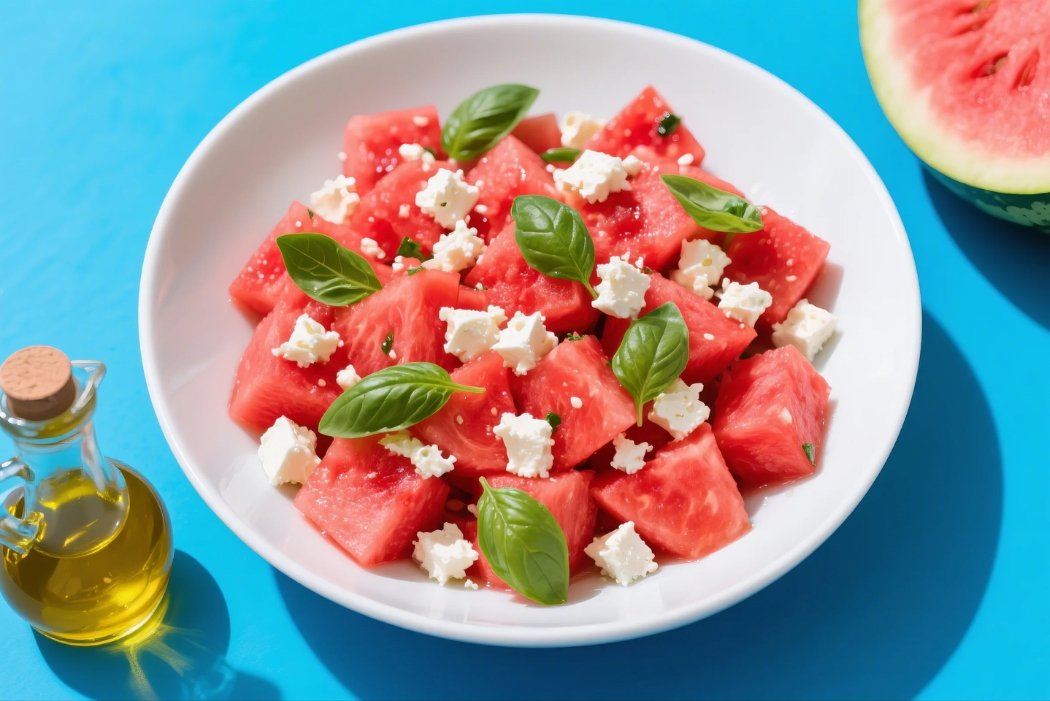 watermelon with feta and basil